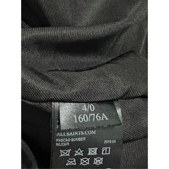 Allsaints Orten Leather Bomber Jacket Moto Cropped Lamb Leather 0 - Picture 8 of 12